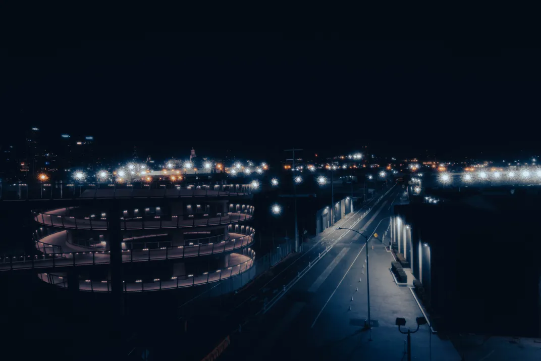 A empty LA street at night