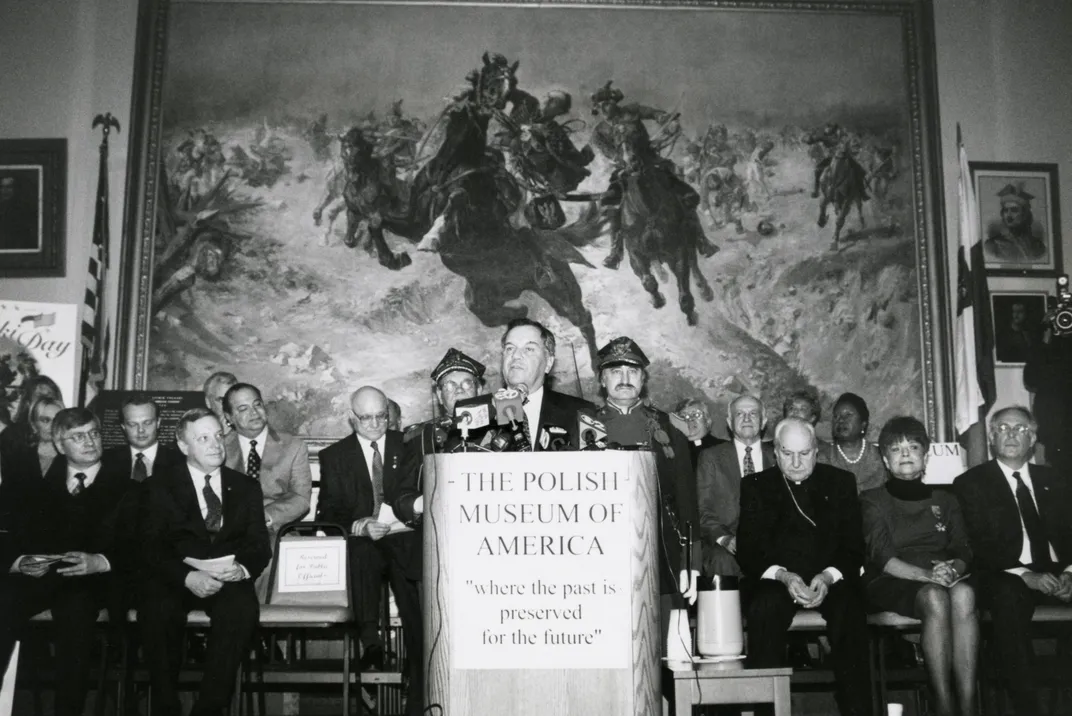 Chicago Mayor Richard M. Daley speaks at the Pulaski Day ceremony in 2003
