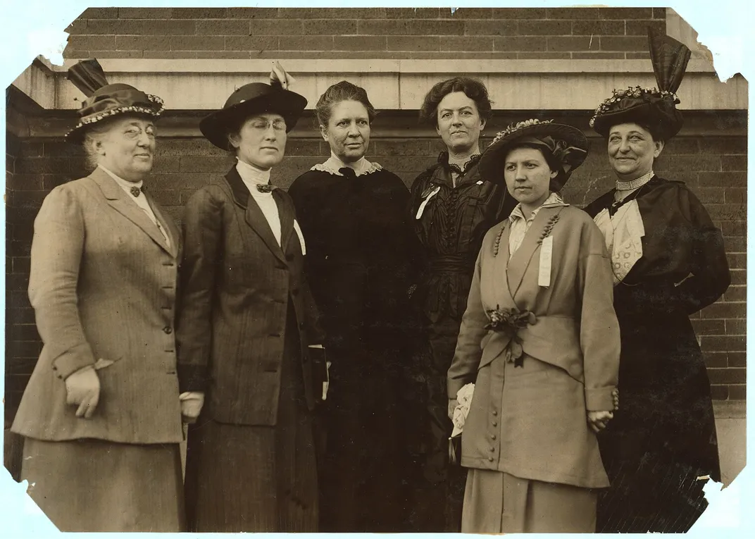 1914 photo of female factory inspectors