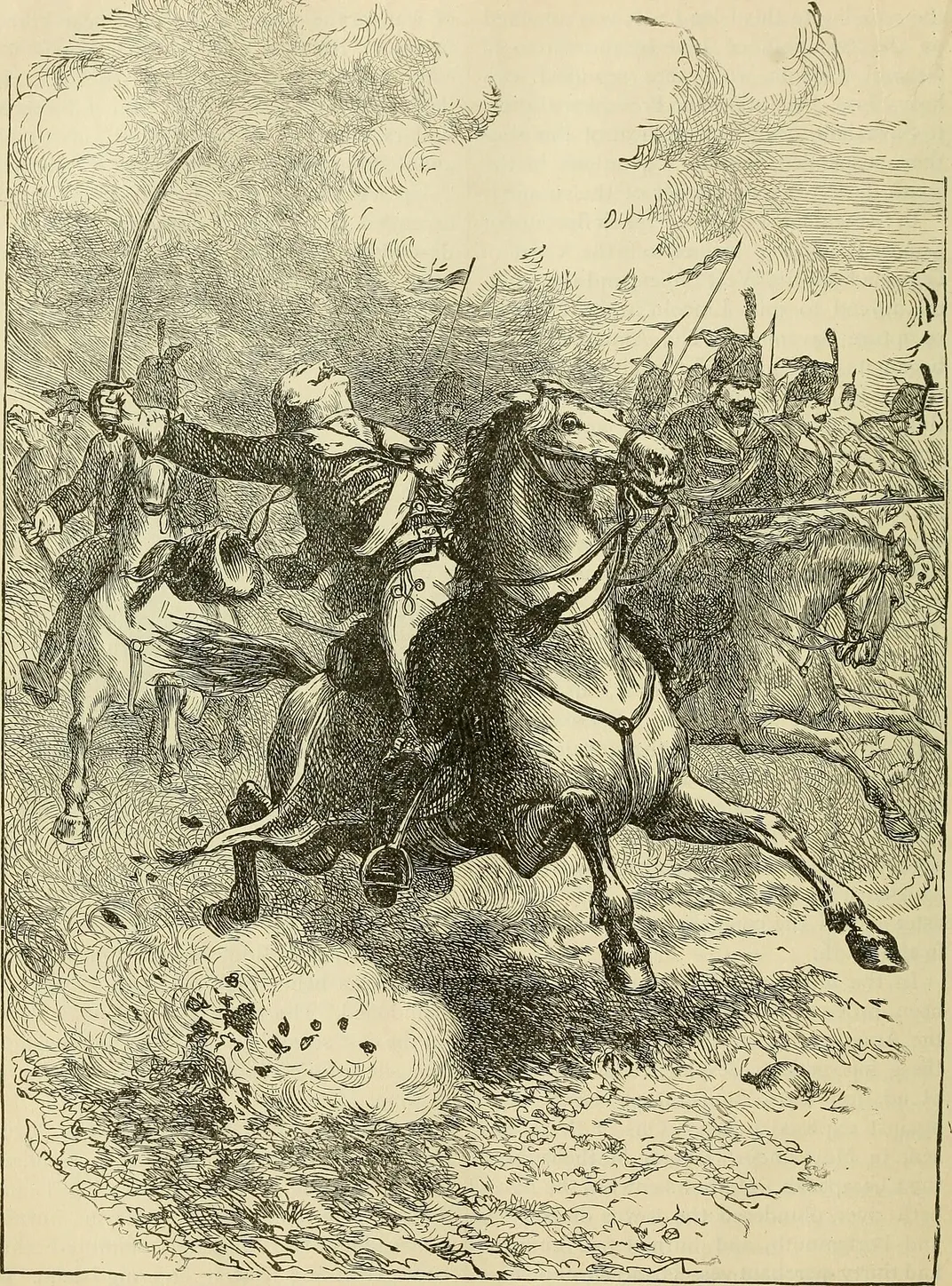 An illustration of Pulaski's final stand in Savannah in September 1779
