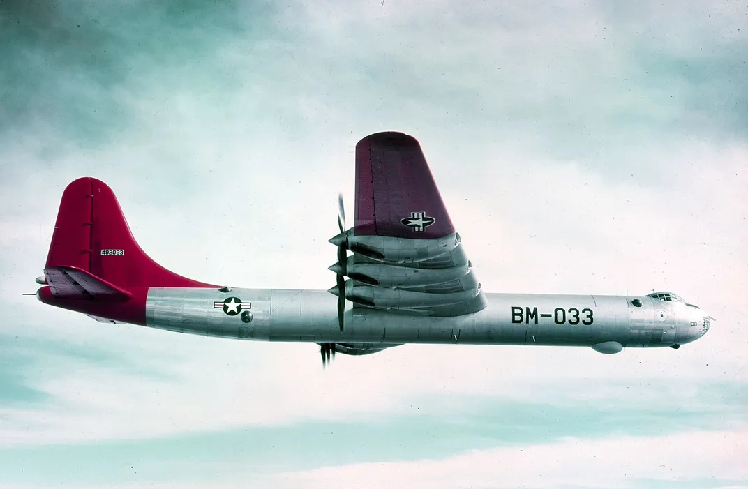 A Convair B-36 bomber from the same Air Force wing as the plane involved in the February 13, 1950, accident