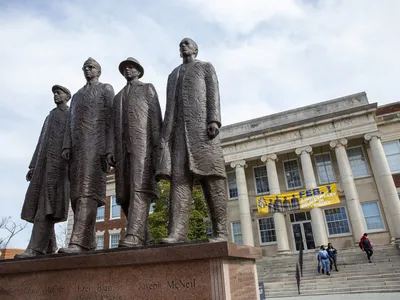 A statue of the four freshmen who led the sit-in at the lunch counter of a Woolworth&rsquo;s department store in Greensboro, North Carolina.&nbsp;