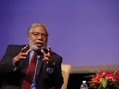 Honoree Lonnie G. Bunch III, the 14th Secretary of the Smithsonian speaks on stage during National Archives Foundation Records of Achievement Award Ceremony and Gala 2023 at the National Archives Museum on December 4, 2023, in Washington, D.C.&nbsp;