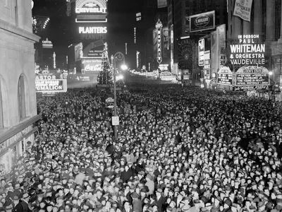 By the time this crowd gathered on New Year&#39;s Eve, 1938, the Times Square ball drop had been an annual rite for decades