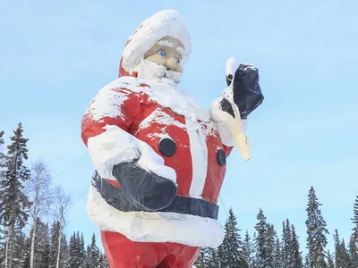 The giant Santa statue near the Santa Claus House in the town of North Pole, Alaska