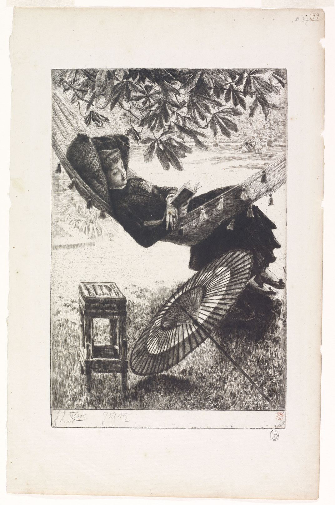 The Hammock, James Tissot, 1880, etching and drypoint on laid paper