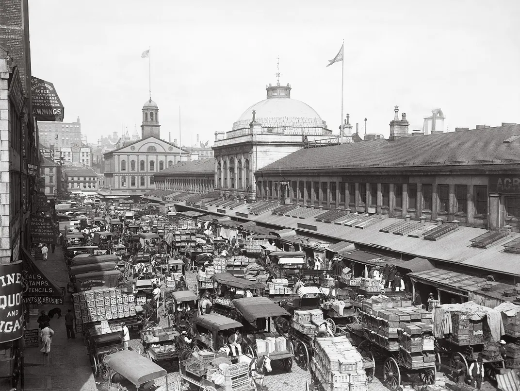 A bustling Quincy Market