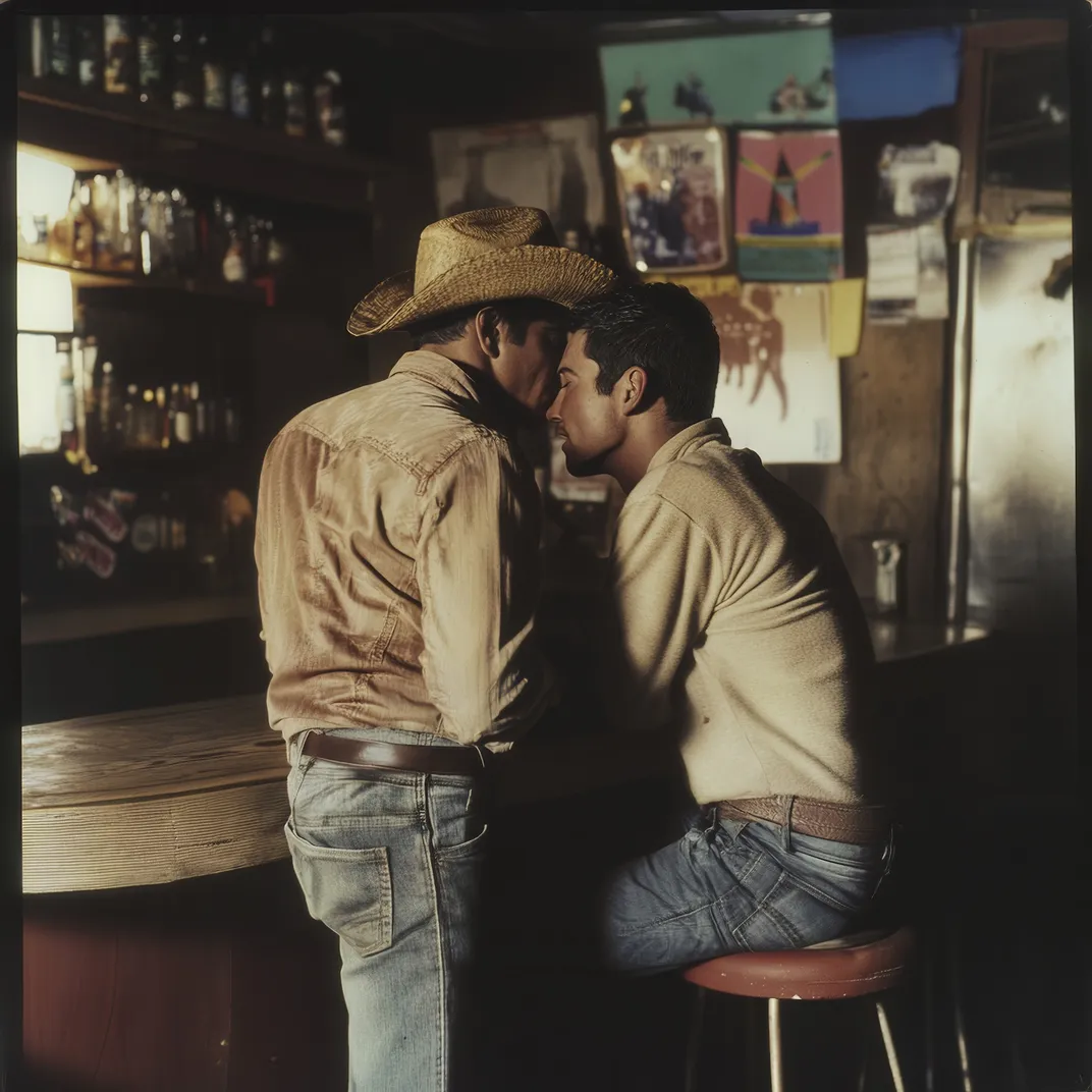 An A.I.-generated image of two cowboys at a bar