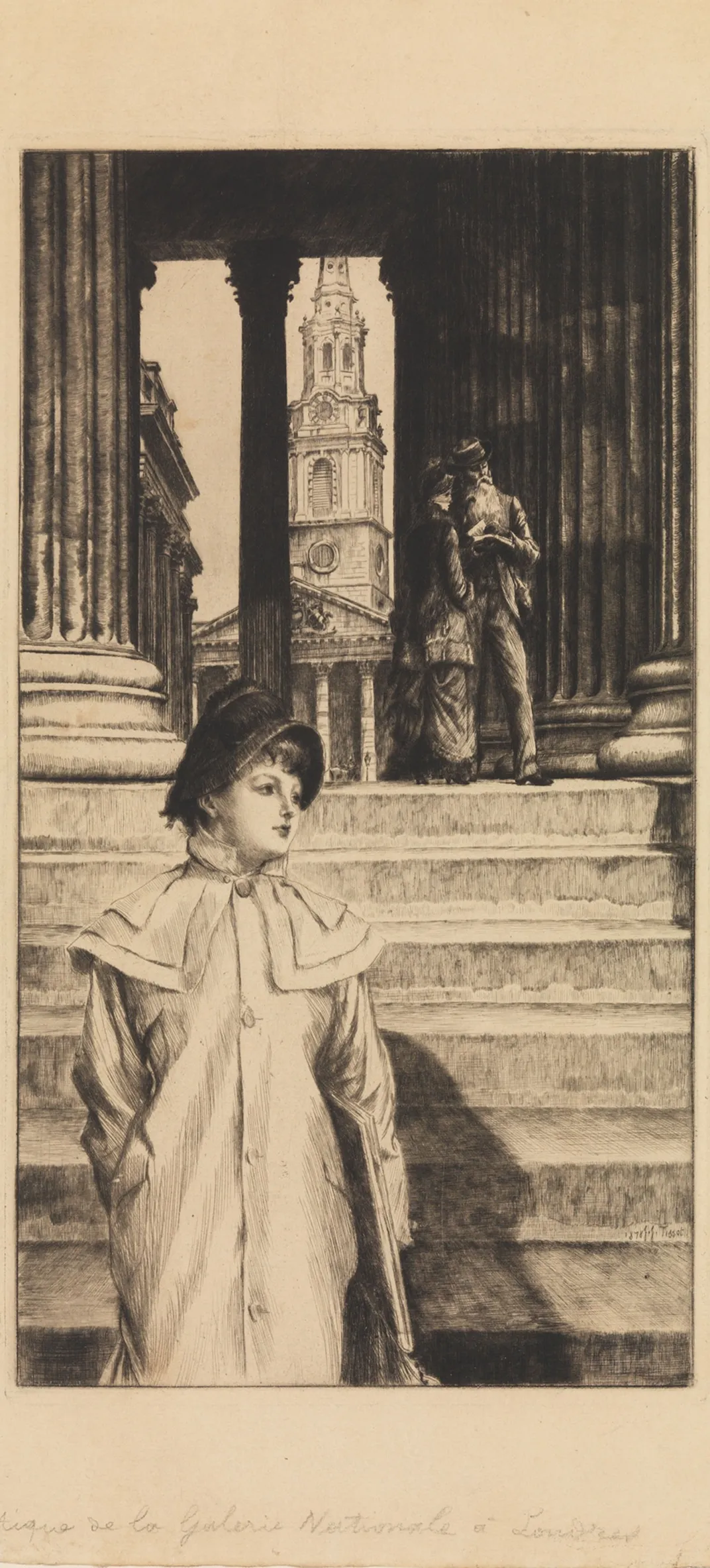 The Portico of the National Gallery, London, James Tissot, 1878