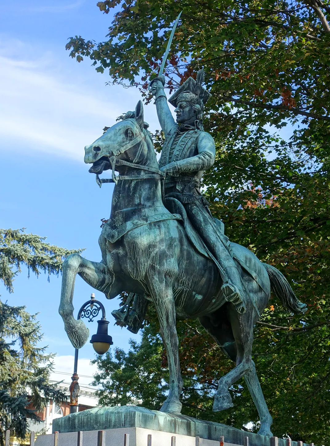A monument honoring Pulaski in Manchester, New Hampshire