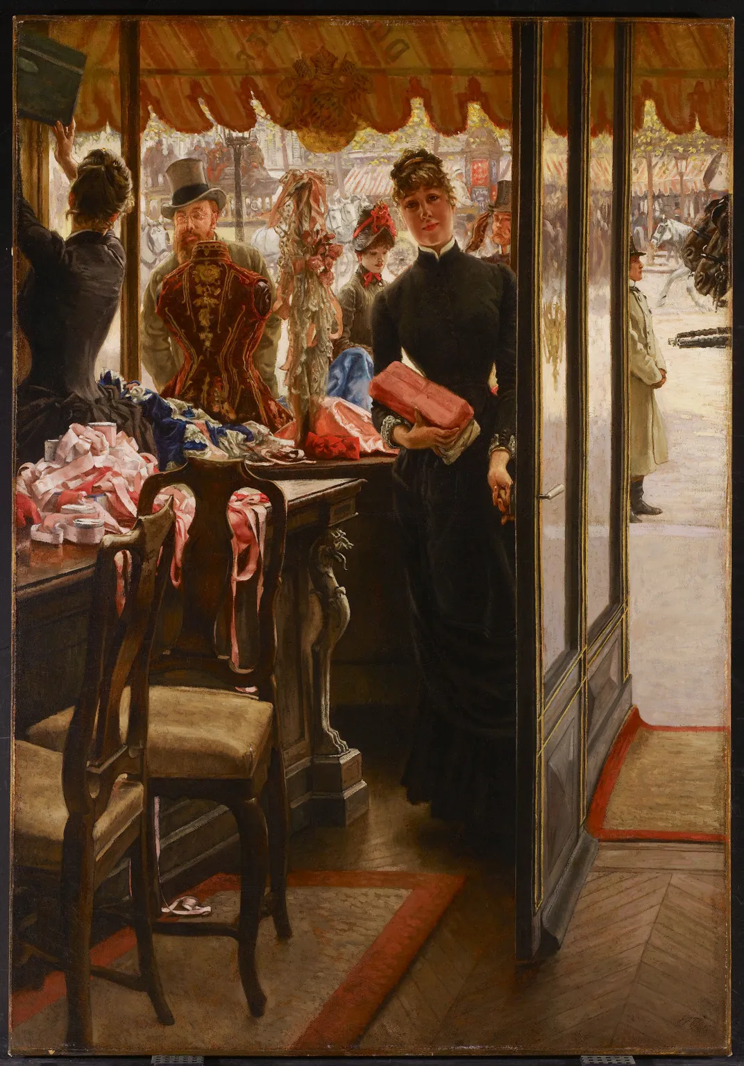 The Shop Girl, James Tissot, circa 1883-1885, oil on canvas