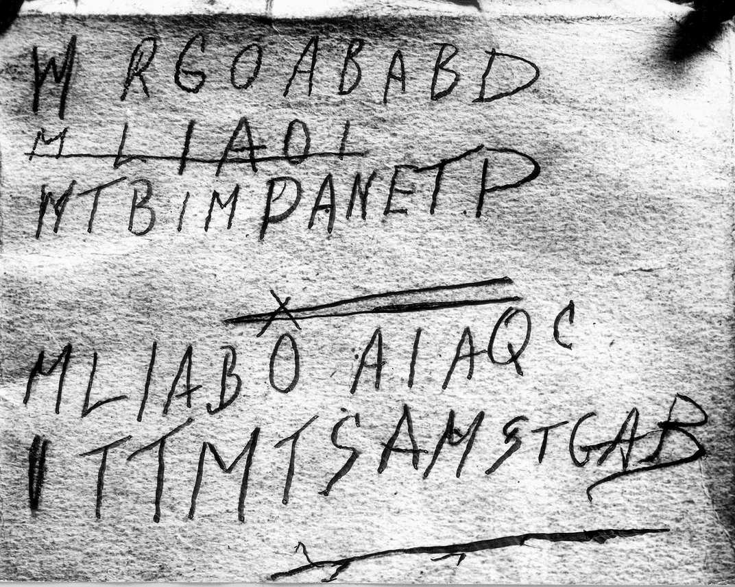 The supposedly coded message found in the back of a copy of the Rubaiyat of Omar Khayyam