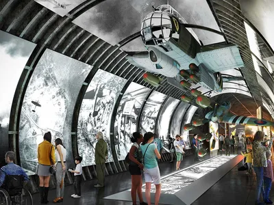 An artist&#39;s illustration of the London Tunnels, a planned tourist attraction in a World War II-era labyrinth beneath central London