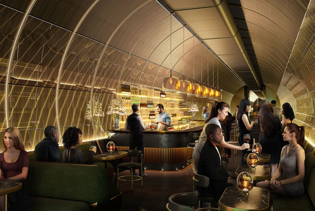 Illustration of a bar underground