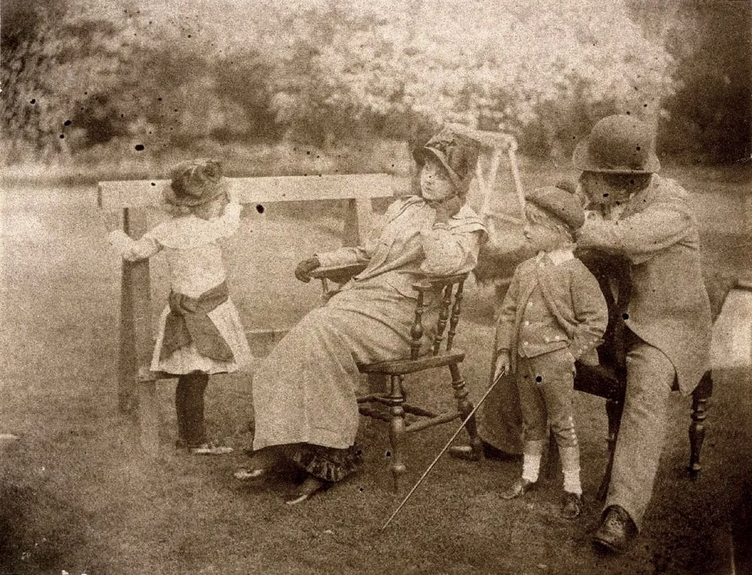 Tissot and his muse, Kathleen Newton, in a garden with Newton's children