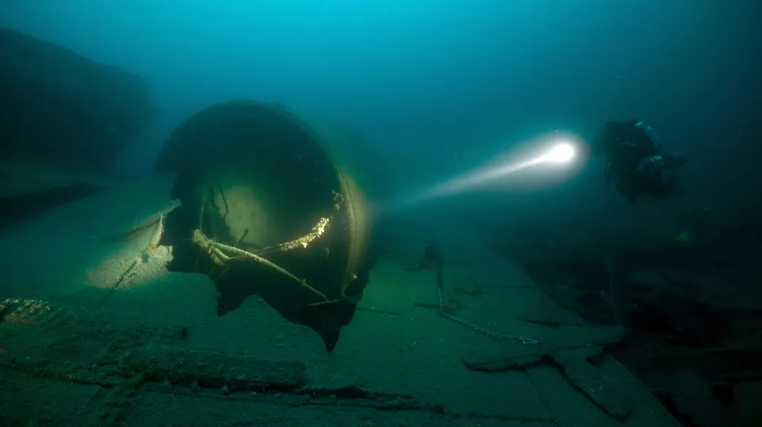 Remains of a boiler in what is believed to be the wreck of the Lady Olive